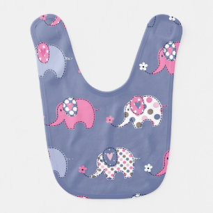 Baby Pink Elephant Pattern   Baby Bib