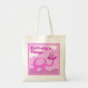 Baby Pink Elephant Personalized Tote Bag