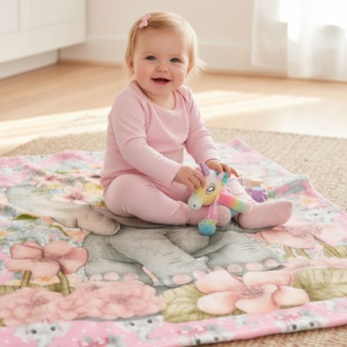 Baby Pink Elephants Fleece Blanket