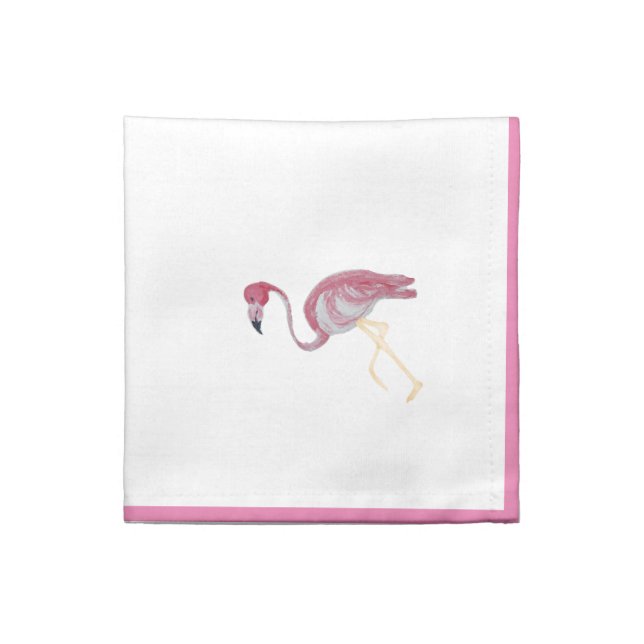 Baby Pink Flamingo Basketweave Lattice  Cloth Napkin (Quarter Fold)