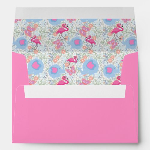 Baby Pink Flamingos and Friends Pattern  Envelope