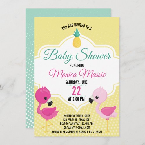 Baby Pink Flamingos Baby Shower Invitation