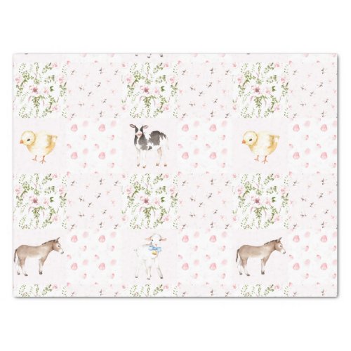 Baby Pink Floral Animals Quilt Nursery Pattern Tissue Paper
