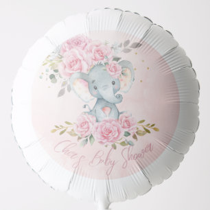 Baby Pink Floral Cute Elephant Boy Baby Shower Balloon