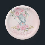 Baby Pink Floral Cute Elephants Twins Baby Shower Paper Plates<br><div class="desc">Personalize this cute baby girl floral elephant baby shower paper plates with your own wording easily and quickly. Simply click the Edit Using Design Tools button to further edit the text, wording, font style, font size, font color, add more text, move or remove some images. Featuring a cute baby elephant...</div>
