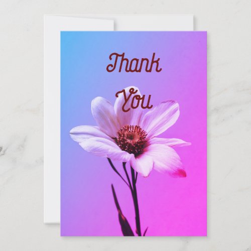 Baby Pink Flowers Flat Thank You Card _ Elegant 