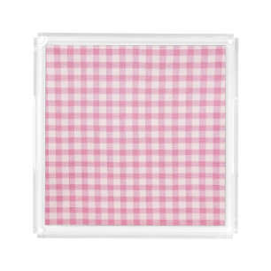 Baby Pink Gingham Acrylic Tray