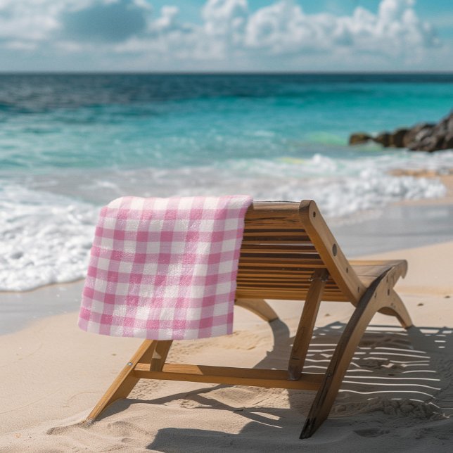 Baby Pink Gingham Beach Towel (Creator Uploaded)