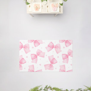 Baby Pink gingham Bows and Stars Rug