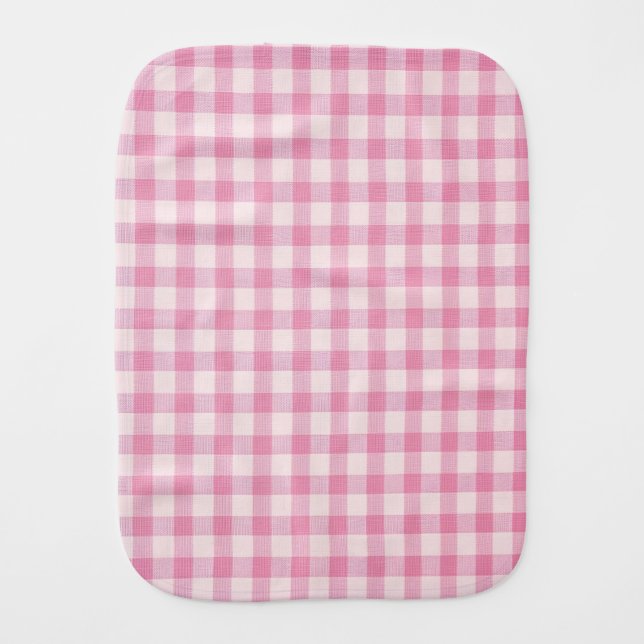 Baby Pink Gingham Burp Cloth (Front)
