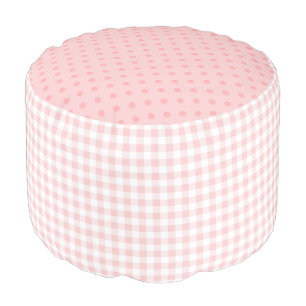 Baby Pink Gingham Check and Polka Dots -  Nursery Pouf