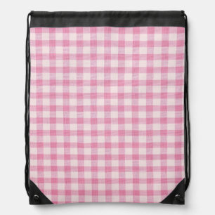 Baby Pink Gingham Drawstring Bag