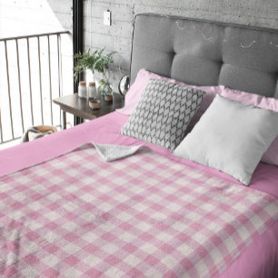 Baby Pink Gingham Fleece Blanket