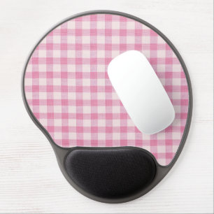 Baby Pink Gingham Gel Mouse Pad