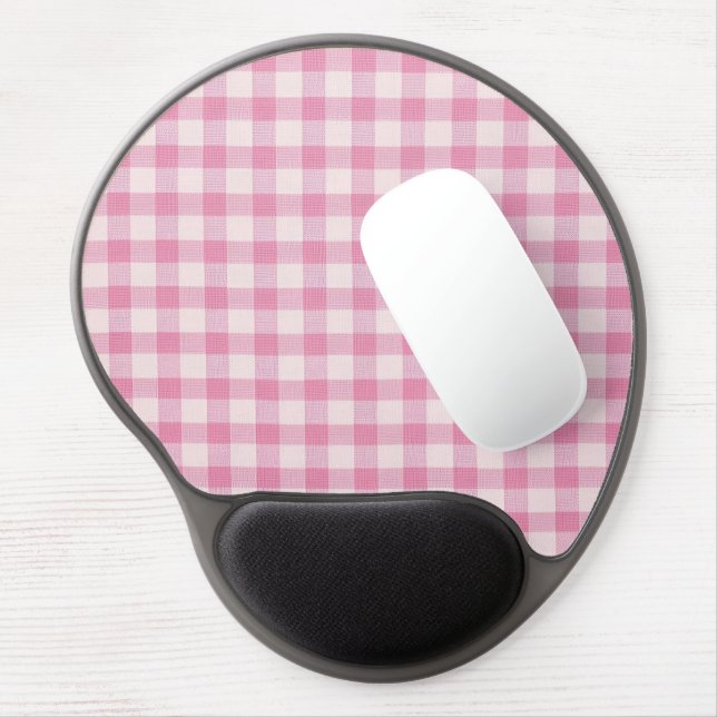 Baby Pink Gingham Gel Mouse Pad (Left Side)