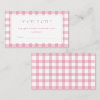 Baby Pink Gingham Girl Baby Shower Diaper Raffle Enclosure Card