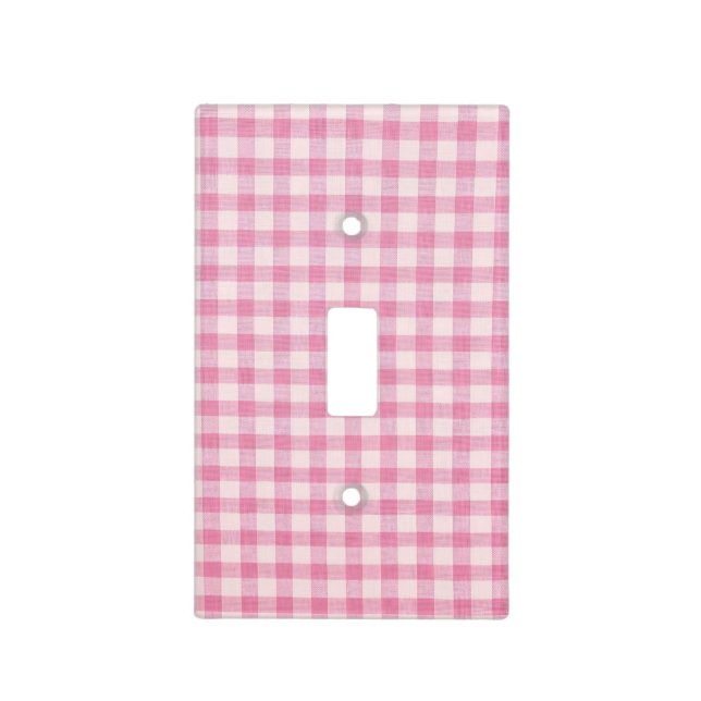 Baby Pink Gingham Light Switch Cover (Front)