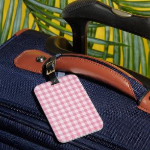 Baby Pink Gingham Luggage Tag