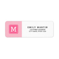 Baby Pink Gingham Monogram Address Label