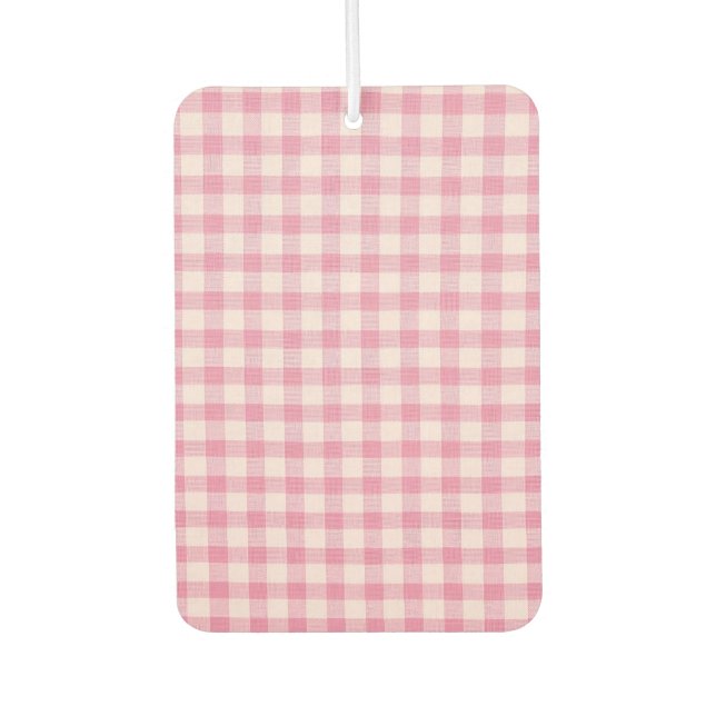 Baby Pink Gingham Pattern Air Freshener (Front)