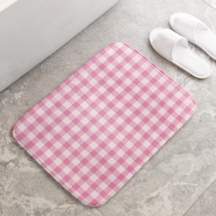 Baby Pink Gingham Pattern Bath Mat