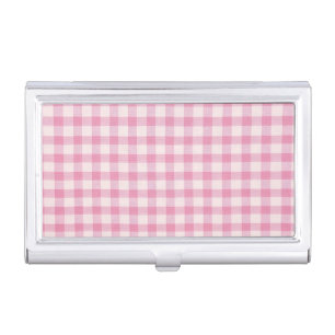 Baby Pink Gingham Pattern Business Card Case