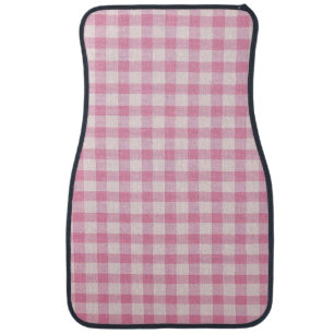 Baby Pink Gingham Pattern Car Floor Mat