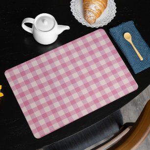 Baby Pink Gingham Pattern Cloth Placemat