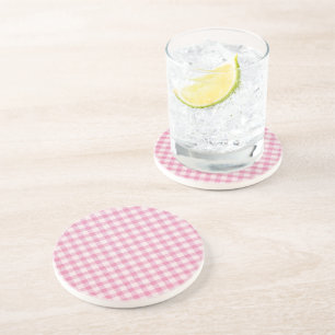 Baby Pink Gingham Pattern Coaster