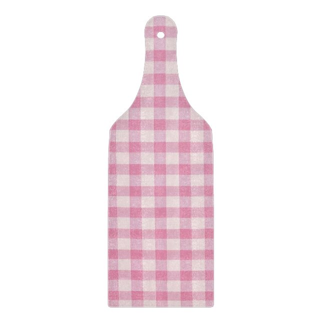 Baby Pink Gingham Pattern Cutting Board (Front)
