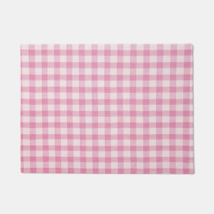 Baby Pink Gingham Pattern Doormat