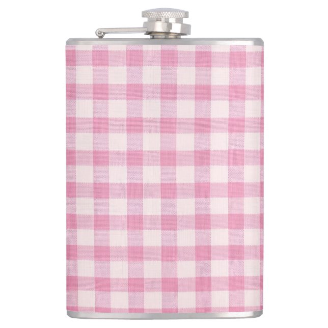 Baby Pink Gingham Pattern Flask (Front)