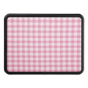 Baby Pink Gingham Pattern Hitch Cover