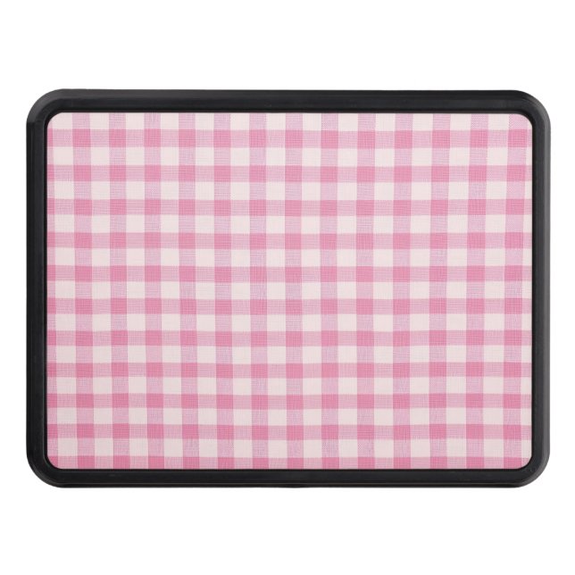 Baby Pink Gingham Pattern Hitch Cover (Front)