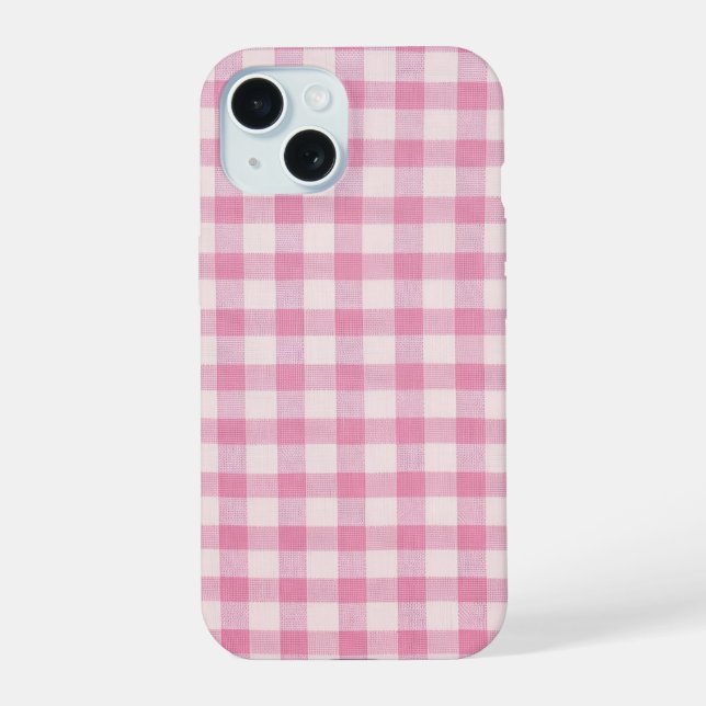 Baby Pink Gingham Pattern Iphone Case (Back)