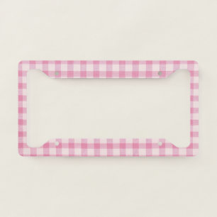 Baby Pink Gingham Pattern License Plate Frame