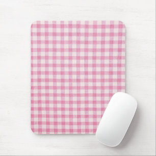 Baby Pink Gingham Pattern Mouse Pad