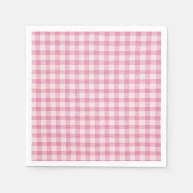 Baby Pink Gingham Pattern Napkins (Front)
