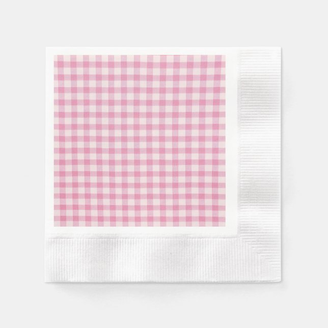 Baby Pink Gingham Pattern Napkins (Front)