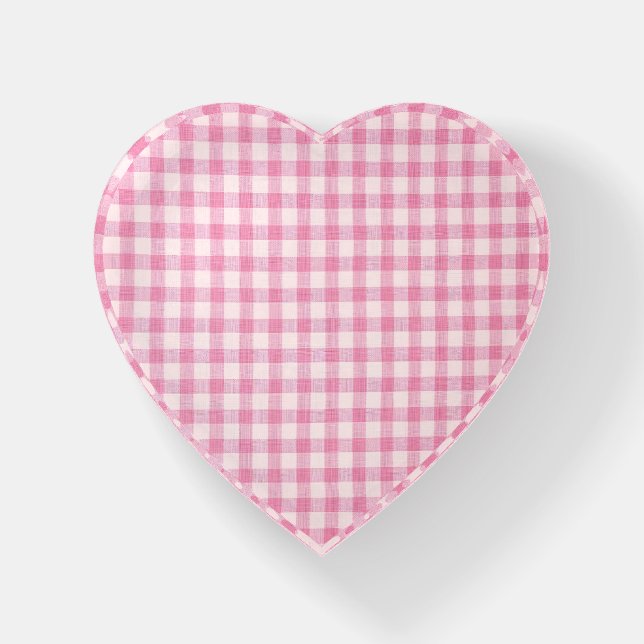 Baby Pink Gingham Pattern Paperweight (Front)