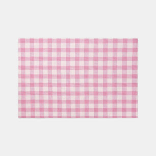 Baby Pink Gingham Pattern Rug