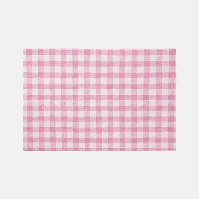 Baby Pink Gingham Pattern Rug (Front)