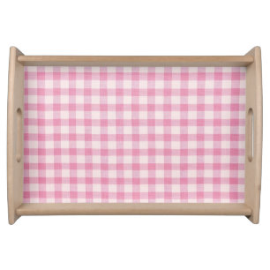Baby Pink Gingham Pattern Serving Tray