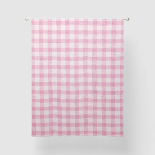 Baby Pink Gingham Pattern Sheer Curtains