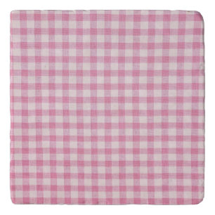 Baby Pink Gingham Pattern Trivet