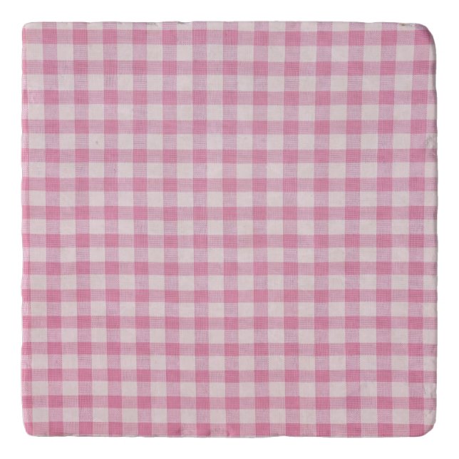 Baby Pink Gingham Pattern Trivet (Front)