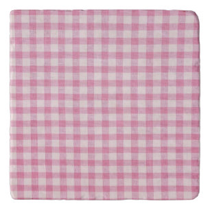Baby Pink Gingham Pattern Trivet