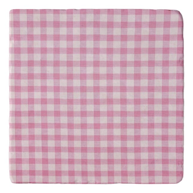 Baby Pink Gingham Pattern Trivet (Front)