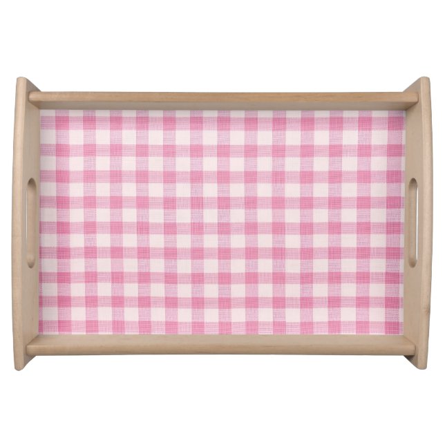 Baby Pink Gingham Serving Tray (Front)