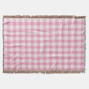 Baby Pink Gingham Throw Blanket